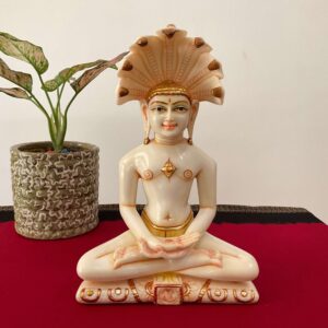 Handcrafted Marble Parshvanatha Swamy Jain Tirthankara Idol | Jain Marble Statue for Home Décor, Puja Mandir & Gifting | Spiritual Jain Murti Showpiece
