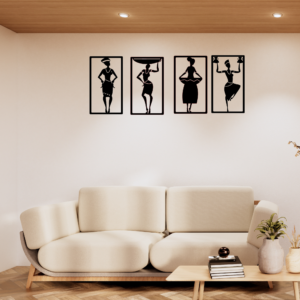 Handcrafted Wooden African Tribal Woman Wall Art | Large Cultural Boho Décor for Living Room