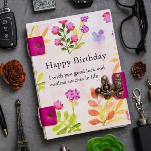 Birthday Wish | Handmade Printed Cardboard Journal Diary with Buckle Lock | 200 Pages Notepad For Men and Women