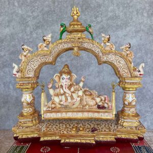 Handcrafted Marble Lord Ganesha Resting on Swing Idol | Divine Ganpati Jhula Statue for Home Décor, Puja Mandir & Gifting | Spiritual Marble Showpiece Murti