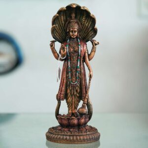 Handcrafted Bronze Lord Vishnu Statue Idol | Spiritual Showpiece for Home, Temple & Gift