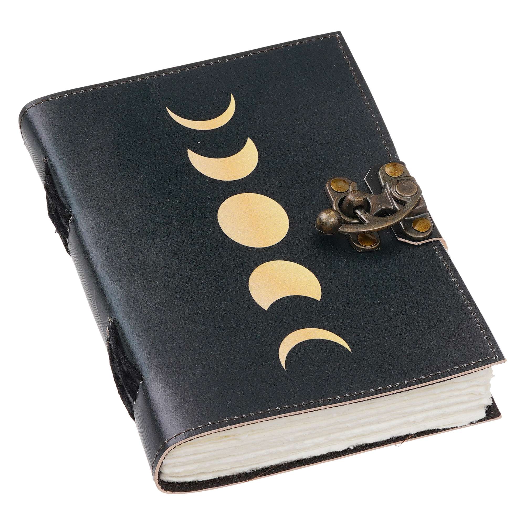 Moon Phases | Vintage Handmade Genuine Leather Diary Journal | Premium Antique String Closure, 200 Handmade Unruled Pages - Image 4