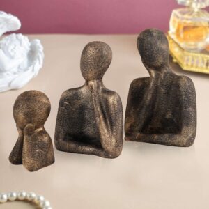 Family Of Three Ornaments Abstract Home Souvenirs Statues Decoration for Home Character (Brown)