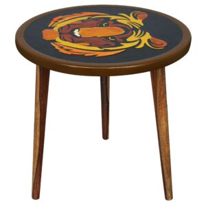 Round Wooden Epoxy Resin Side Table | Mid-Century Modern End Table | Multicolor Coffee Table for Living Room Furniture