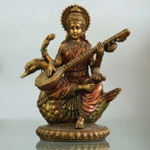 Handcrafted Bronze Goddess Saraswati Statue Idol | Spiritual Showpiece for Home, Temple & Gift