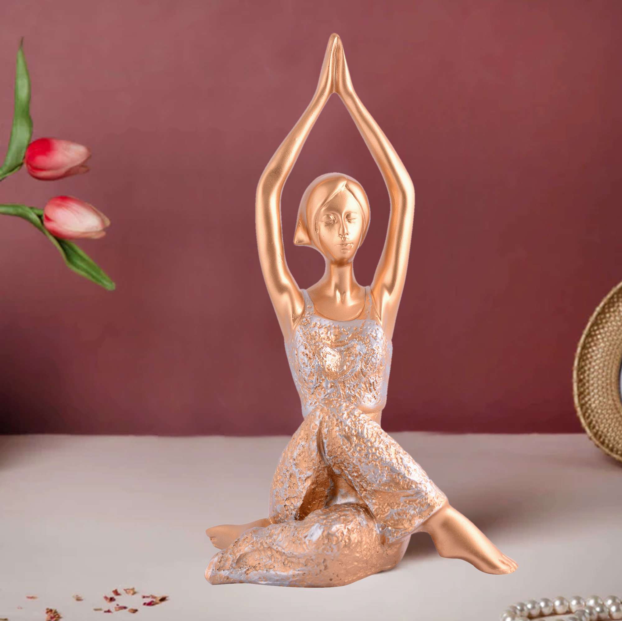 Handcrafted Yoga Posture Idol | Unique Spiritual Gift (Golden Finish) for Home Décor & Wellness