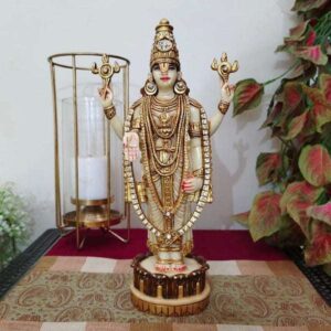 Handcrafted Marble Tirupati Balaji Idol | Shree Venkateswara Srinivasa Statue, Incarnation of Lord Vishnu | Divine Marble Showpiece for Home Décor, Puja Mandir & Gifting