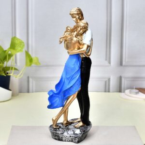 Romantic Valentine Couple Statue | Elegant Blue Love Figurine Showpiece for Home & Living Room Décor