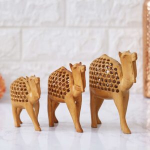 Handcrafted Wooden Camel Figurine | Exquisite Desert Décor Showpiece for Living Room & Office | Unique Indian Home Gift