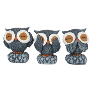Resin Owl Family Statue Set | Elegant 3-Piece Owl Showpieces for Good Luck & Home Decoration