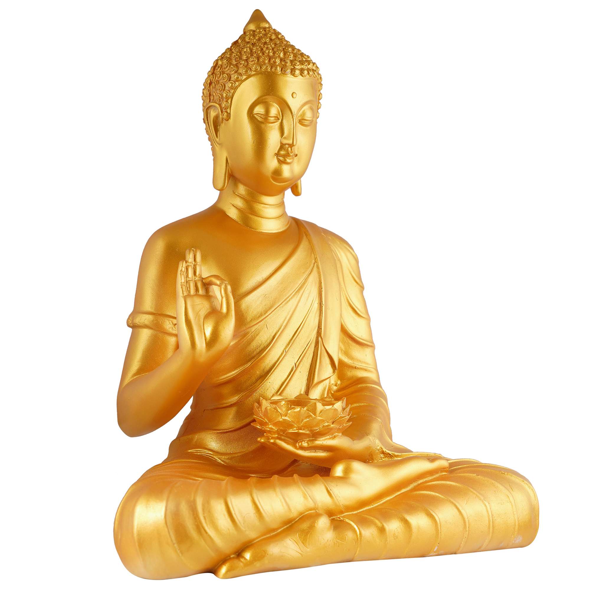 Meditating Buddha Statue | Golden Polyresin Idol | Decorative Showpiece for Living Room, Bedroom & Office Décor (11 Inch) - Image 4