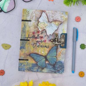 Follow Your Dreams | Handmade Printed Cardboard Journal Diary with Buckle Lock | 200 Pages Notepad For Men and Women