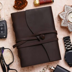Dark Brown Diaries | Vintage Handmade Genuine Leather Journal | Premium Antique String Closure | 200 Handmade White Pages