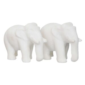 White Marble Elephant Set | Handcrafted Decorative Elephant Statues for Home Décor, Office & Gifting | Auspicious Vastu Marble Showpiece Pair