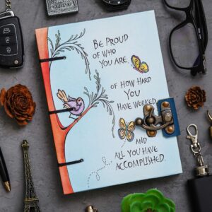 Be Proud Of Yourself | Handmade Printed Cardboard Journal Diary with Buckle Lock | 200 Pages Notepad For Men and Women
