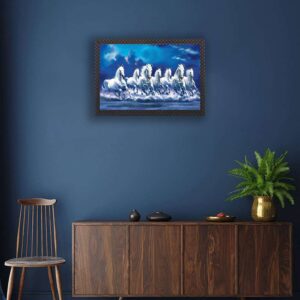 Seven Running Horses Framed Painting for Wall Decoration, 3D Paintings for Home Decoration, Paintings for Living Room, Bedroom