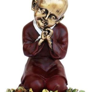 Baby Monk Buddha Figurine | Decorative Thinking Pose Showpiece with Fragrance Petals for Spiritual Décor