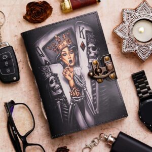 Ace Of Spade | Vintage Handmade Genuine Leather Journal | Premium Antique Lock Closure | 200 Handmade White Pages