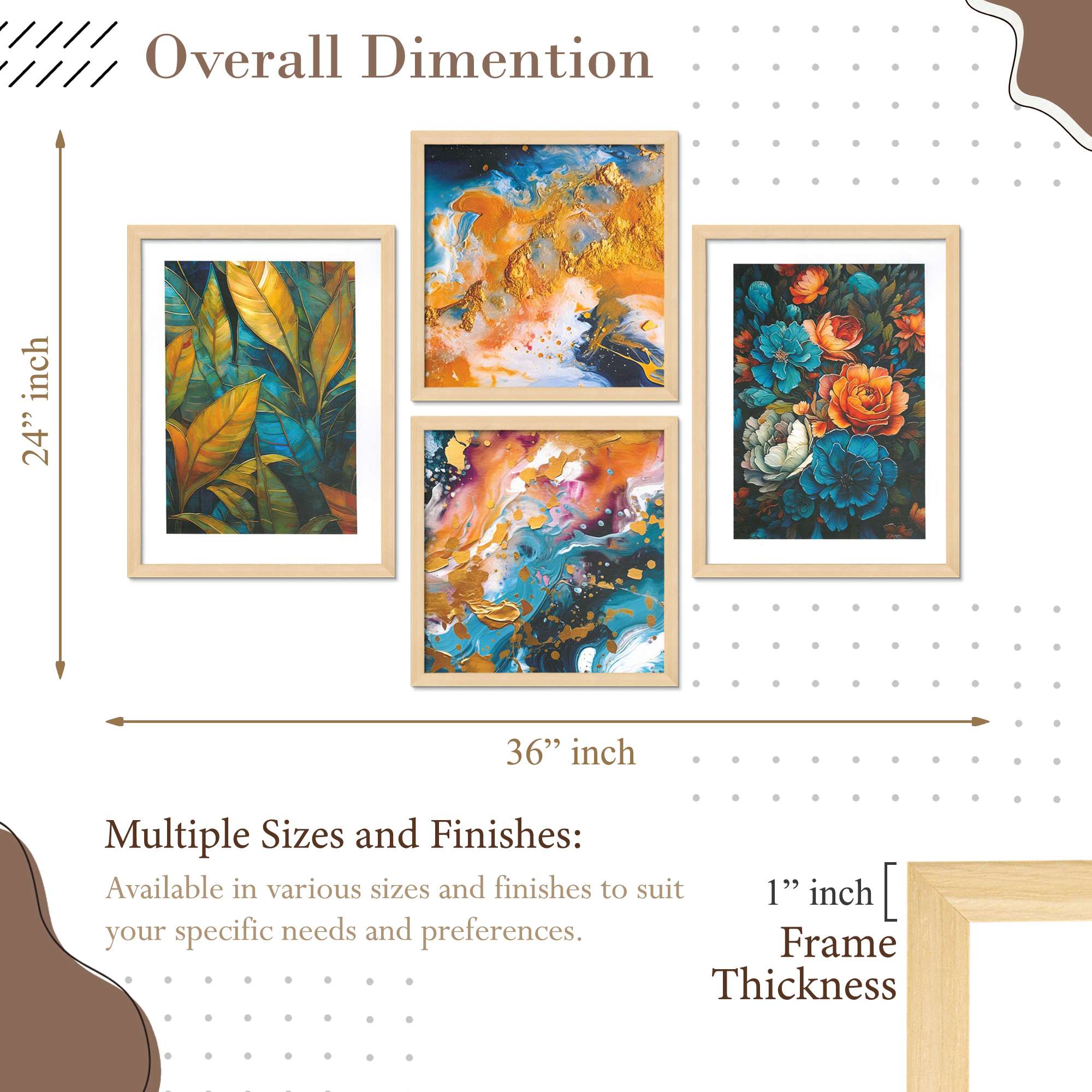 Set of 4 Premium Framed Digital Modern Abstract Wall Art | Contemporary Hanging Posters for Home Décor, Living Room & Bedroom | Ready-to-Hang - Image 3