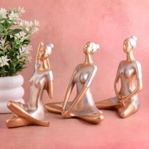 Elegant 3-Piece Yoga Posture Idol Set (Golden Finish) | Spiritual Home Décor Accent & Unique Gift