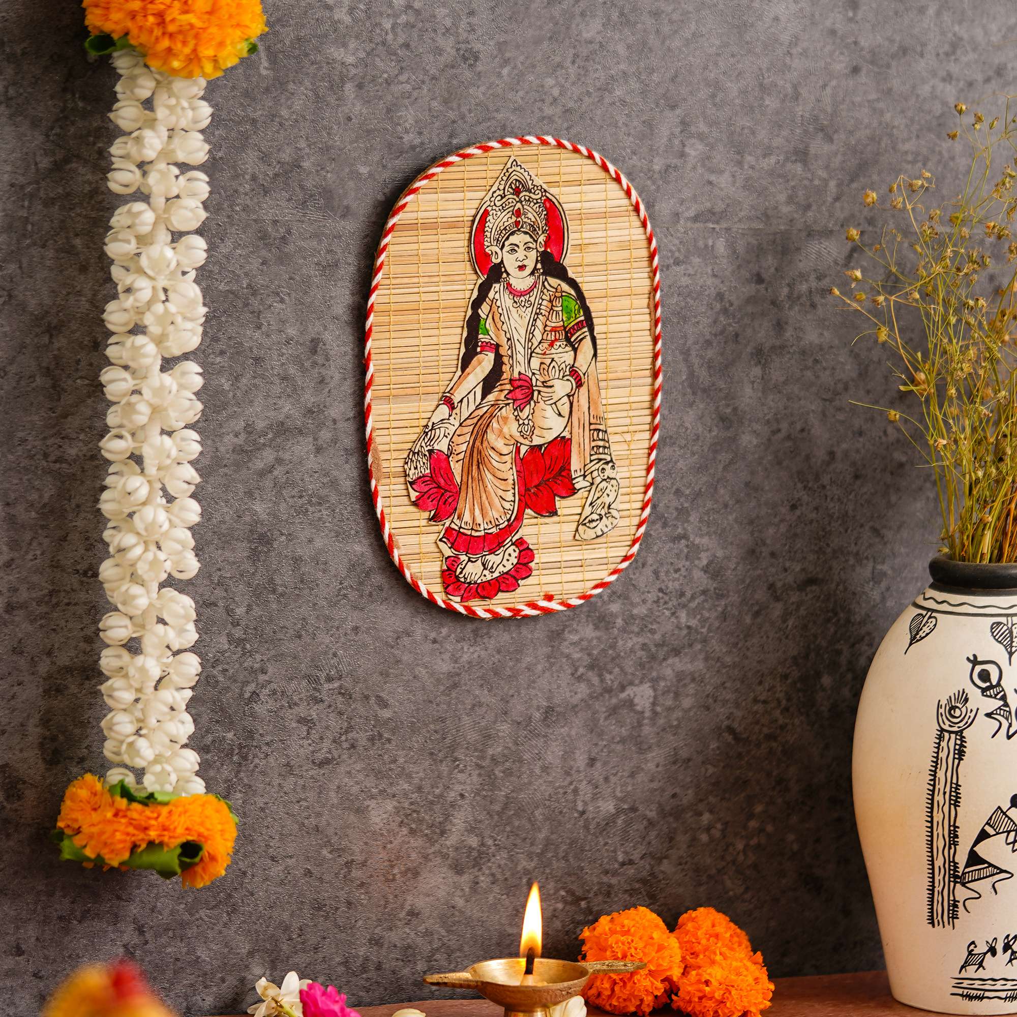 Bamboo Hand Crafted Wall Hangings Of Goddess Laxmi Devi For Home Decor