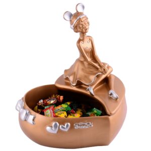 Lady with Basket golden Showpiece for Home Decor Showpiece | Girl Basket Showpiece & Office Decor Showpiece