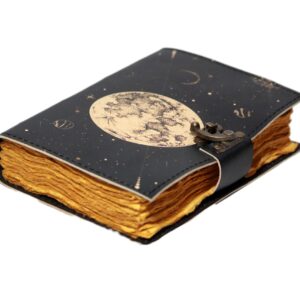 Crafted Moon Spell: Earth Mother | Genuine Leather Diary Vintage Handmade Leather Journal Premium Antique Key Closure 200 Handmade Deckle Edge Antique