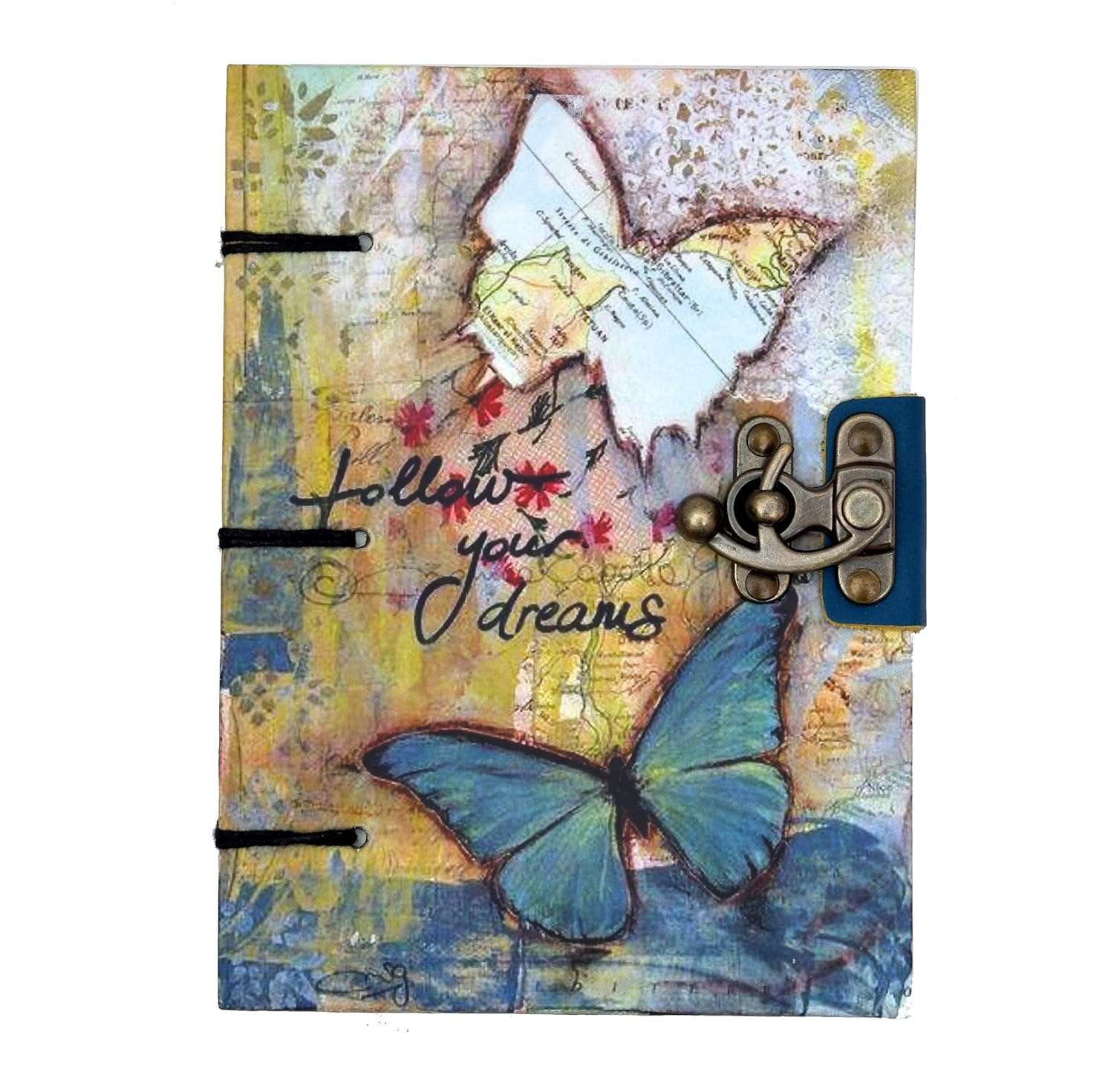Follow Your Dreams | Handmade Printed Cardboard Journal Diary with Buckle Lock | 200 Pages Notepad For Men and Women - Image 3