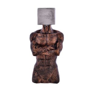 Abstract Men Statue | Silver & Brown Polyresin Human Figurine with Square Face for Living Room Décor