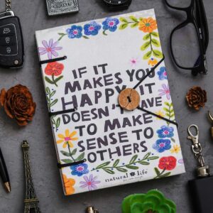 Natural Life Quote | Handmade Classic Printed Cardboard Writing Diary for Different Purposes String Closure