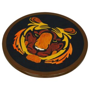 Round Wooden Epoxy Resin Side Table | Mid-Century Modern End Table | Multicolor Coffee Table for Living Room Furniture