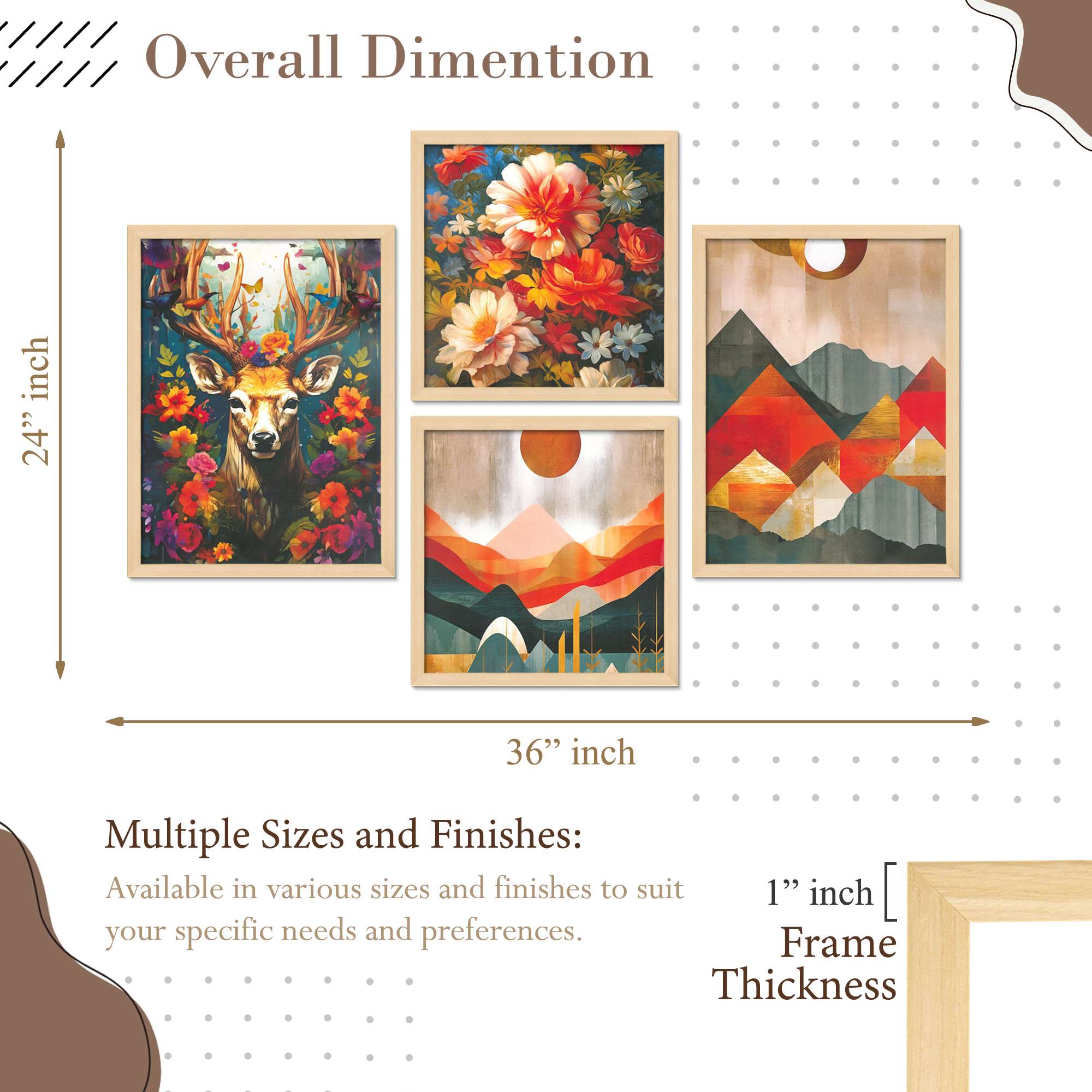 Set of 4 Premium Framed Digital Aesthetic Modern Wall Art | Contemporary Hanging Posters for Home Décor, Living Room & Bedroom | Ready-to-Hang - Image 3