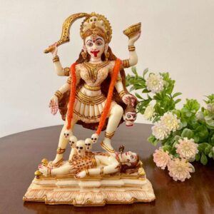 Handcrafted Marble Goddess Kali Maa Idol | Divine Kali Murti for Home Décor, Puja Mandir & Gifting | Spiritual Marble Showpiece Statue