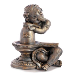 Shivling Ganesha Idol Showpiece | Decorative Polyresin Statue for Home Décor & Auspicious Gifting