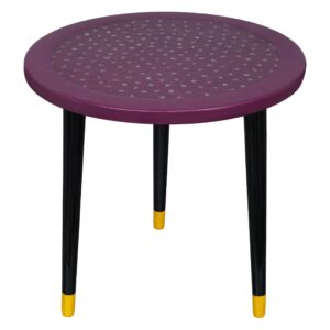 Round Wooden Epoxy Resin Side Table | Mid-Century Modern End Table | Multicolor Coffee Table for Living Room Furniture