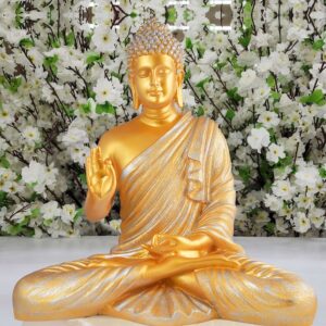 Samadhi Meditating Buddha Statue | Golden & Silver Decorative Showpiece for Home & Office Zen Décor | Spiritual Gift