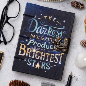 Night Quotes Printed | Handmade Printed Cardboard Journal Diary with Buckle Lock | 200 Pages Notepad For Men and Women
