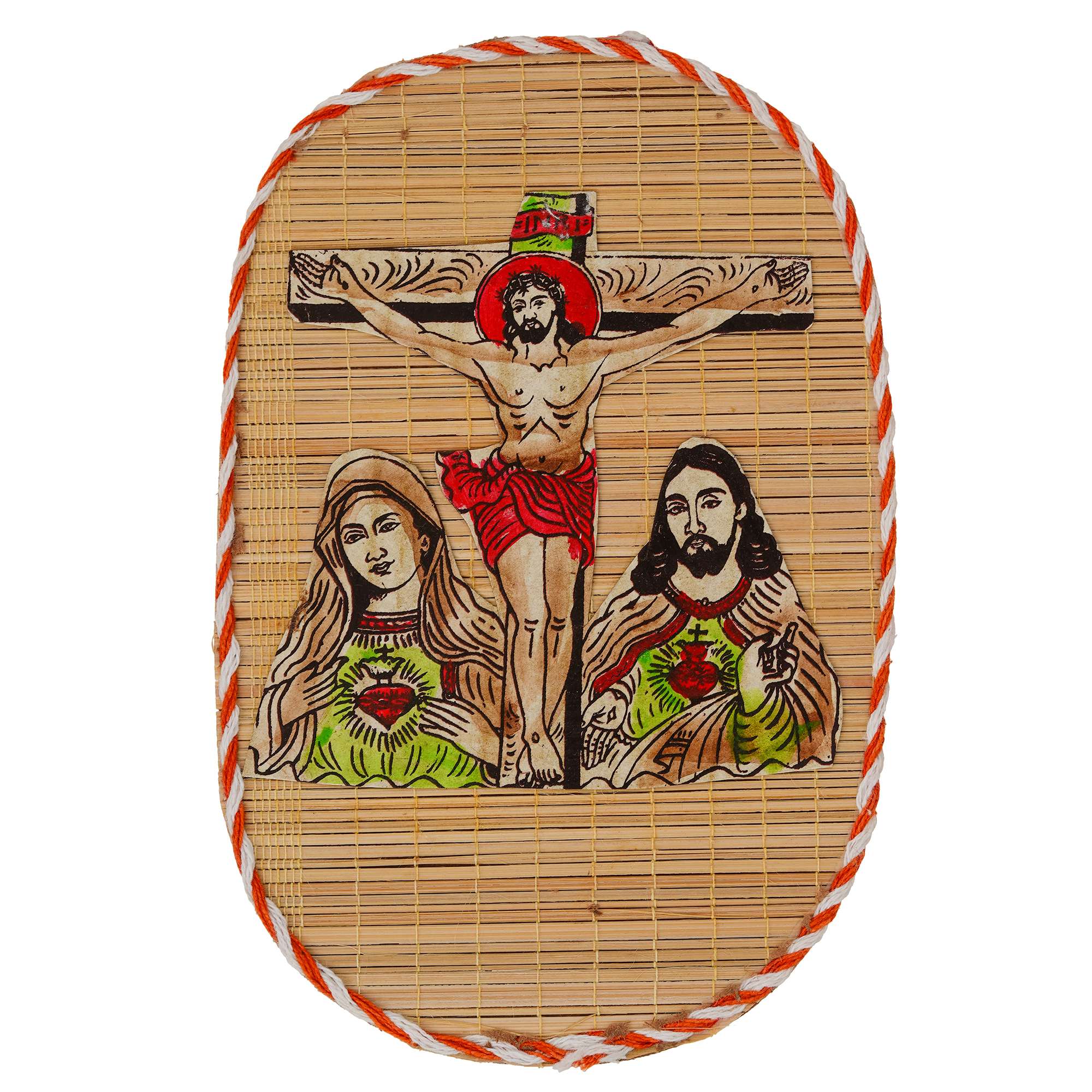 Lord Jesus Christ And Mother Marry Bamboo Design Hand Crafted Modern Interior Wall Hangings
