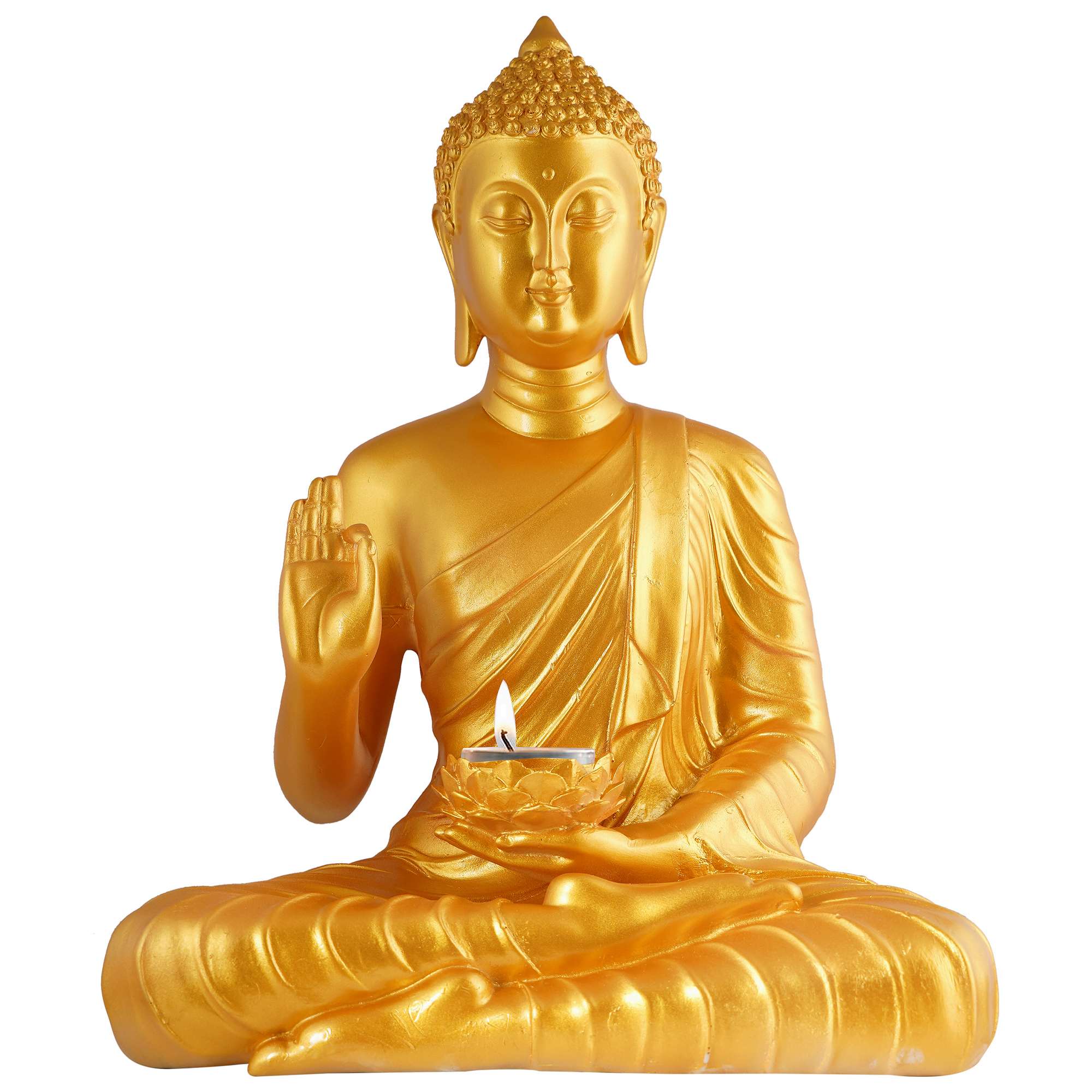 Meditating Buddha Statue | Golden Polyresin Idol | Decorative Showpiece for Living Room, Bedroom & Office Décor (11 Inch) - Image 3