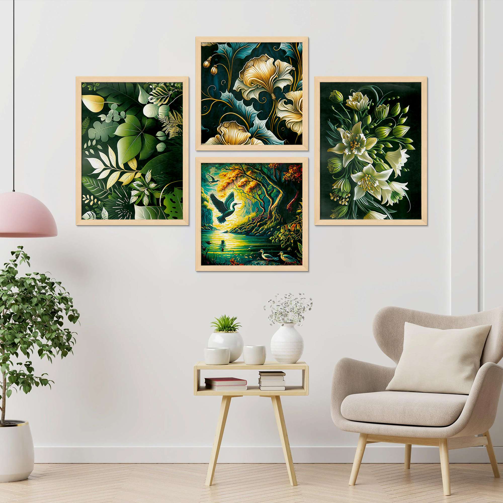 Set of 4 Premium Framed Digital Aesthetic Modern Face Art Abstract Wall Art | Hanging Posters for Home Décor, Living Room & Bedroom