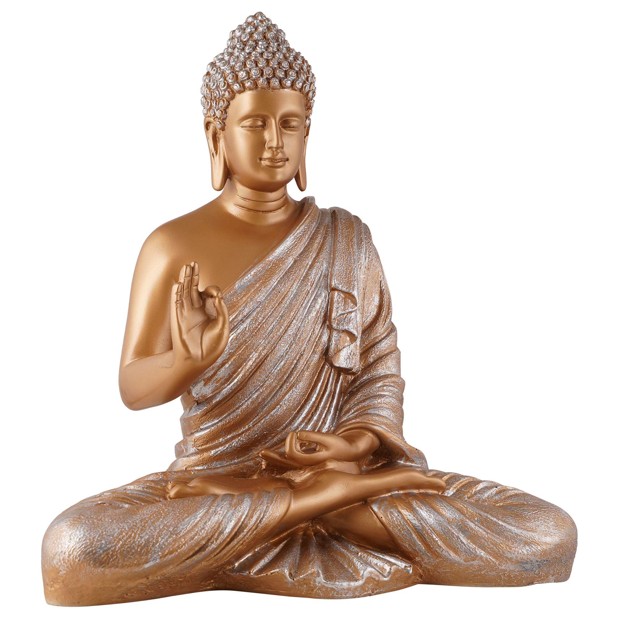 Samadhi Meditating Buddha Statue | Brown & Silver Decorative Showpiece for Home & Office Zen Décor | Spiritual Gift - Image 2