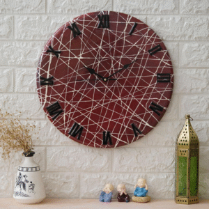 Exquisite Wooden Handmade Wall Clock (16 Inch) | Brown & White Printed Acrylic Face | Decorative Big Size Clock for Home & Office Décor