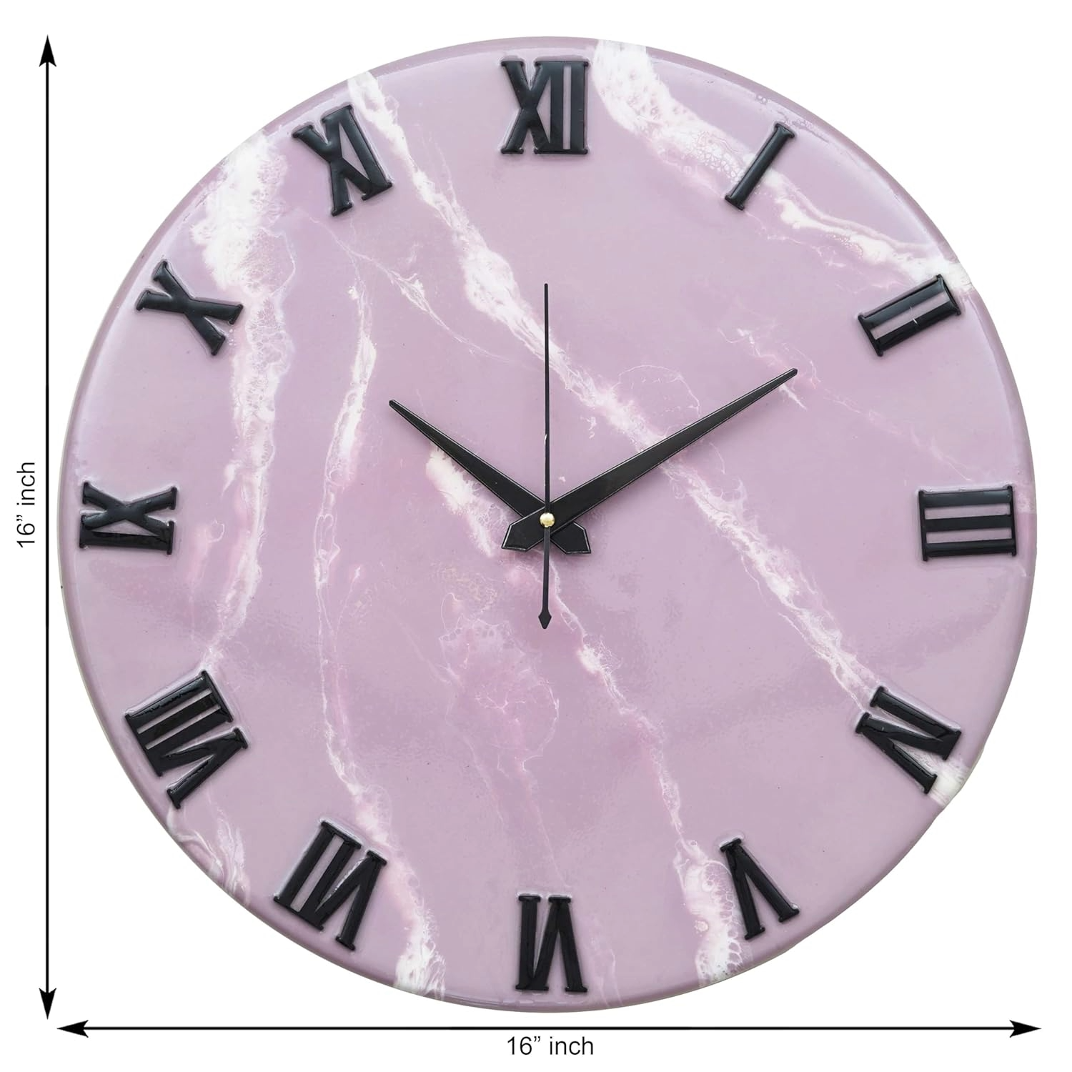 Exquisite Wooden Handmade Wall Clock (16 Inch) | Pink & White Printed Acrylic Face | Decorative Big Size Clock for Home & Office Décor - Image 3