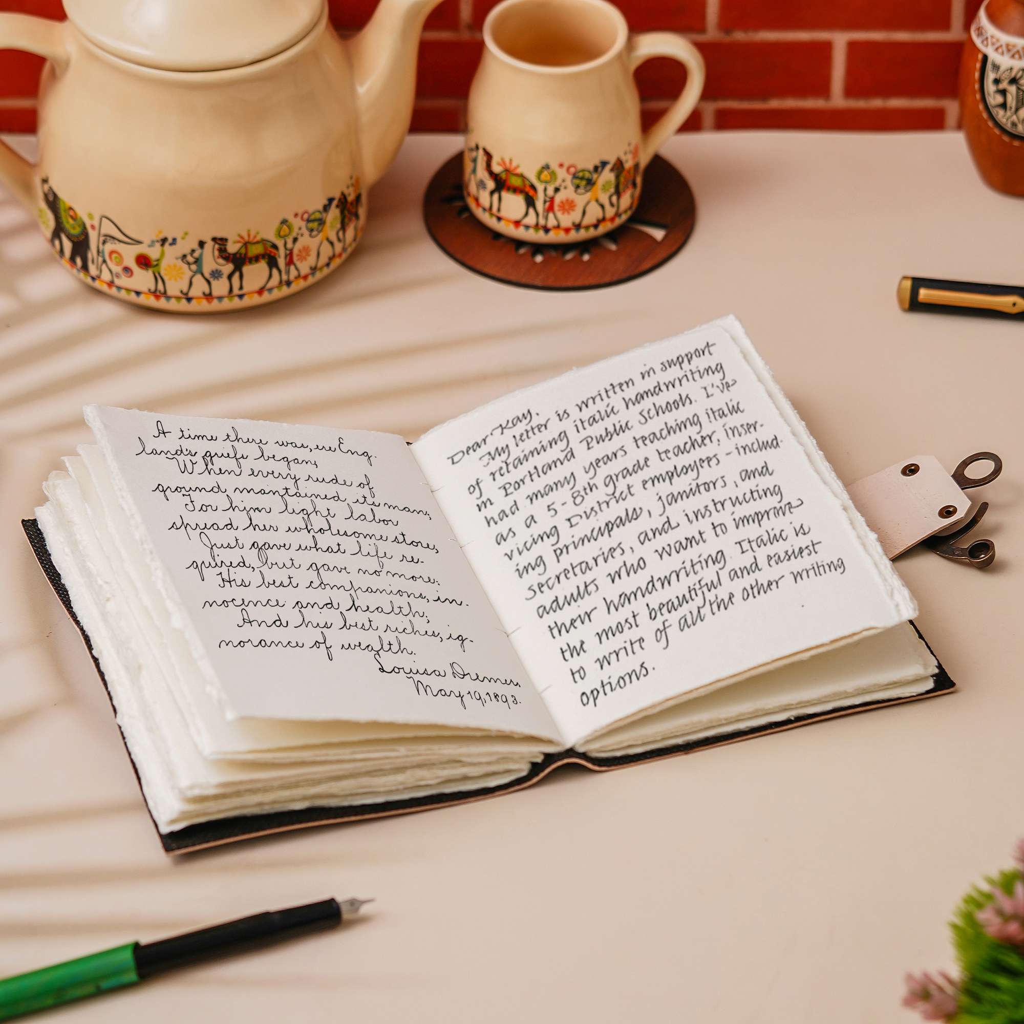 Moon Phases | Vintage Handmade Genuine Leather Diary Journal | Premium Antique String Closure, 200 Handmade Unruled Pages - Image 2