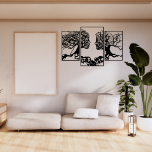 Handcrafted Wooden Flower Couples Wall Art | Romantic Anniversary Gift for Bedroom & Living Room Décor