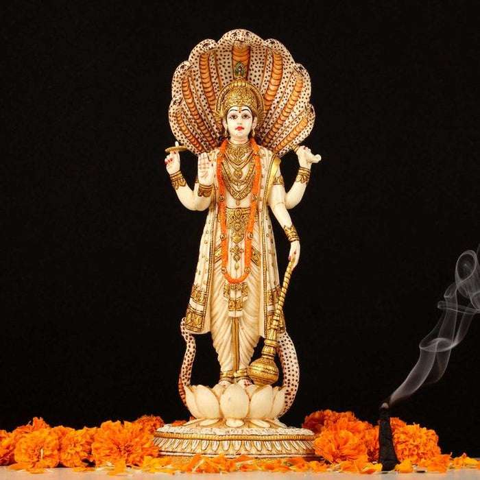 Handcrafted Marble Lord Vishnu Standing Idol | Divine Vishnu Statue for Home Décor, Puja Mandir & Gifting | Spiritual Marble Murti Showpiece - Image 2