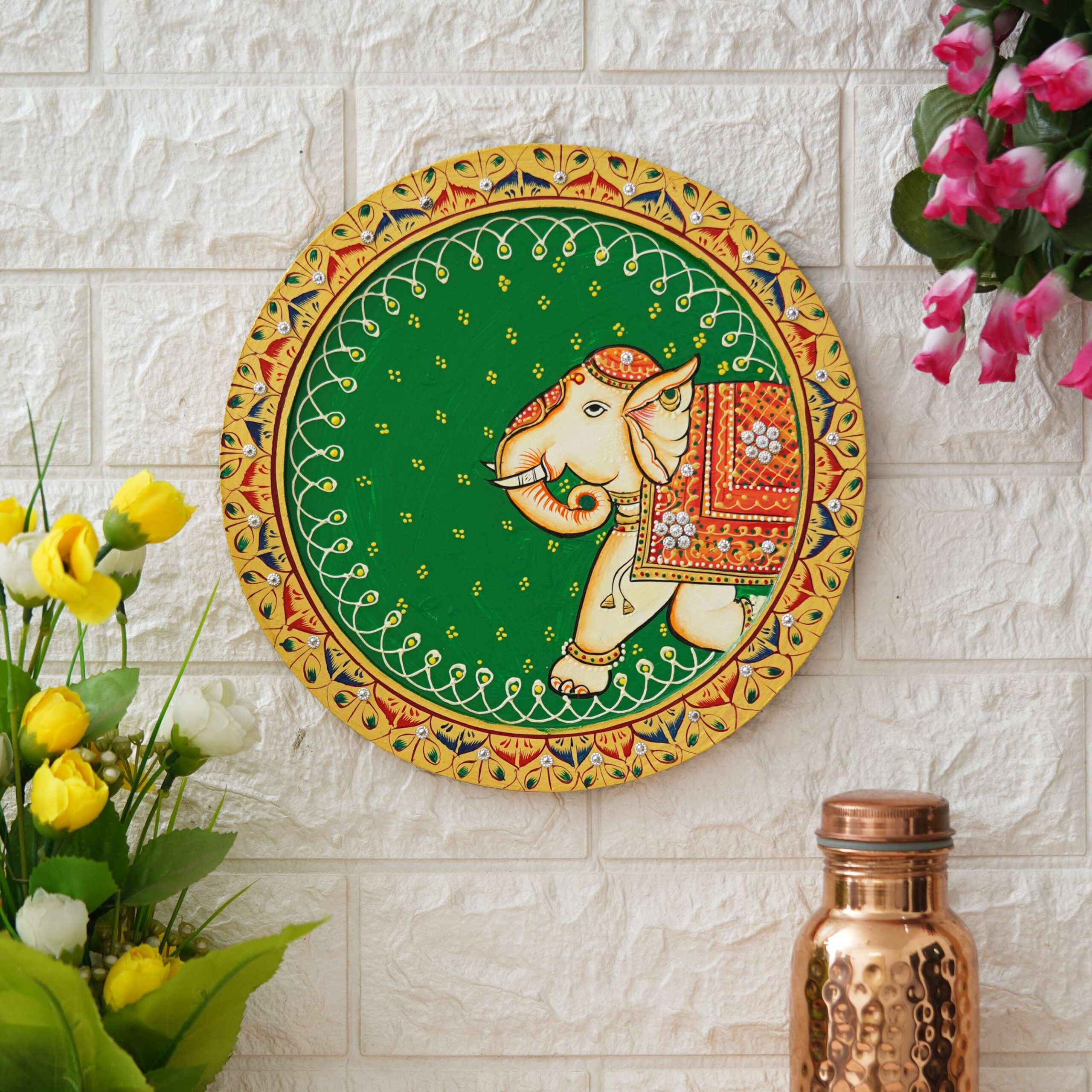 Hand Painted Pichwai Painting | Elephant with Floral Motifs | Traditional Indian Wall Art for Home Décor & Vastu Spiritual Gift - Image 7