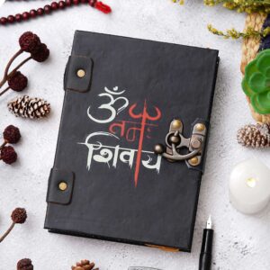 Om Namah Shivay | Handmade Printed Cardboard Journal Diary with Buckle Lock | 200 Pages Notepad For Men and Women