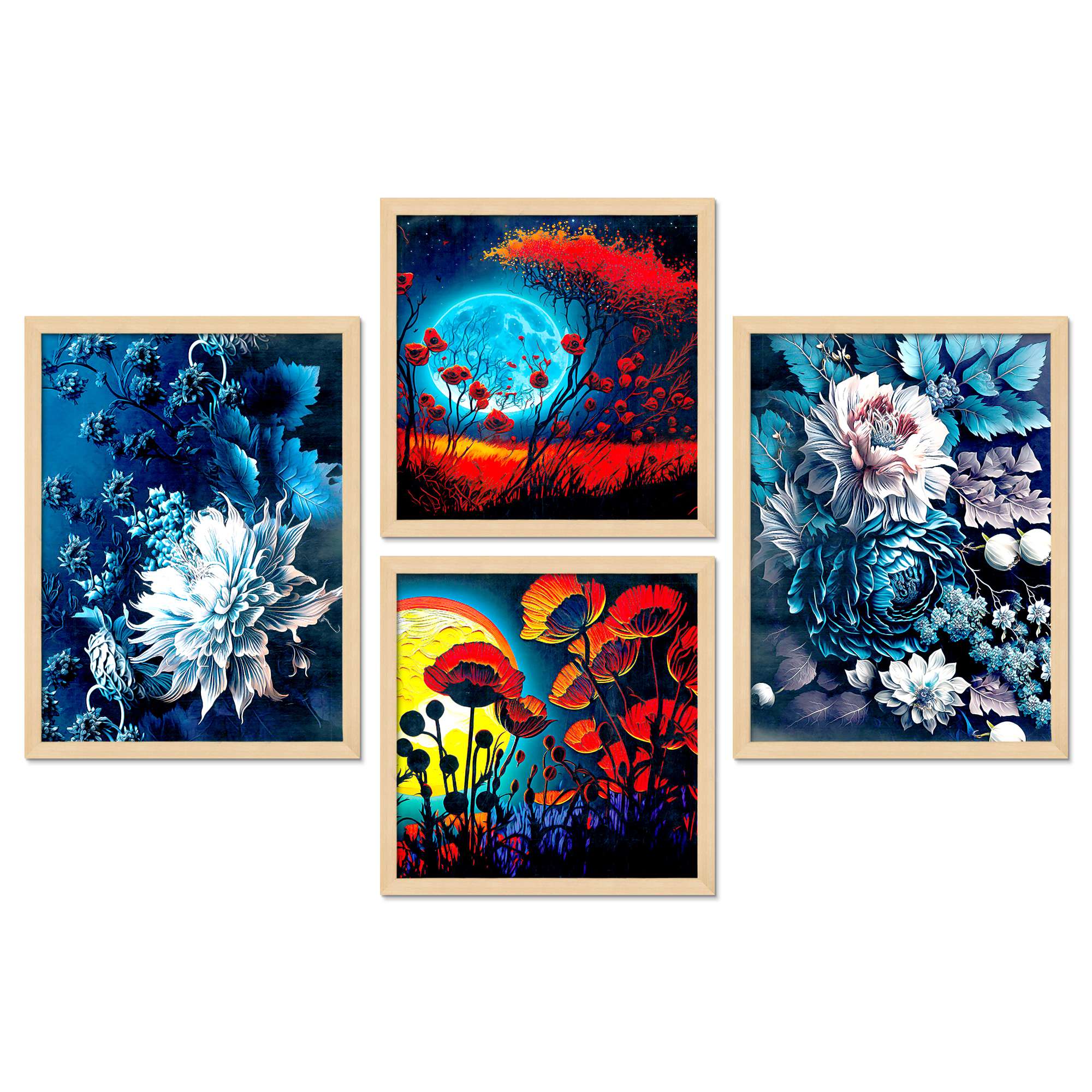 Set of 4 Premium Framed Digital Modern Abstract Wall Art | Contemporary Hanging Posters for Home Décor, Living Room & Bedroom | Ready-to-Hang - Image 4
