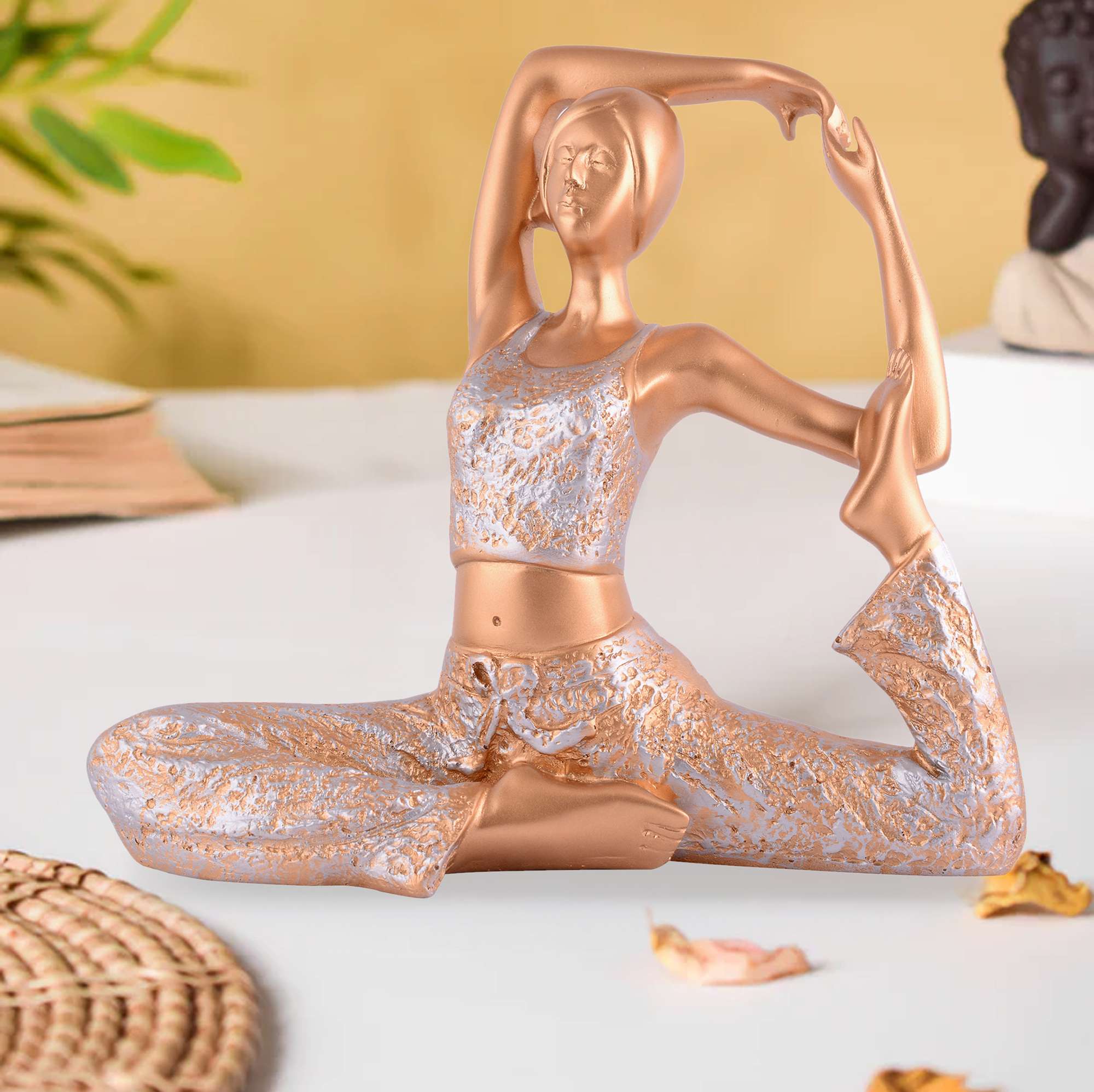 Handcrafted Yoga Posture Idol | Unique Spiritual Gift (Golden Finish) for Home Décor & Wellness